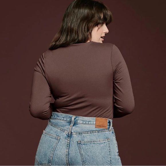 nuuds • Women's Long Sleeve Crewneck Bodysuit - Coffee - Coffee / M - Picture 3 of 9